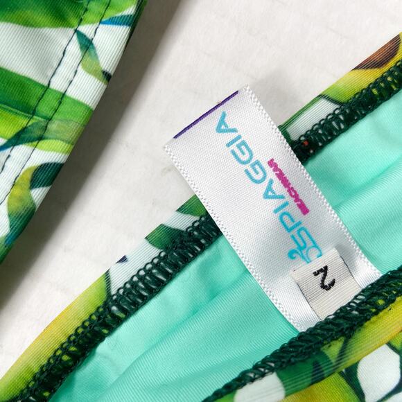 NEW Girls Swimsuit‎ Two Piece Avocado Green Size 2 Spiaggia Beachwear - Picture 7 of 7